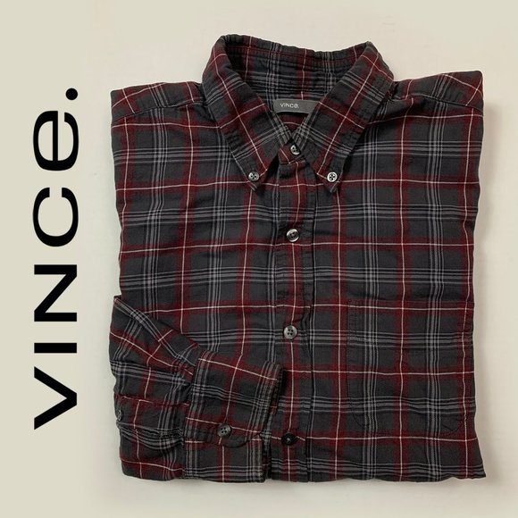 Vince Other - VINCE. Gray/Red Plaid Button-Down Shirt mens sz M